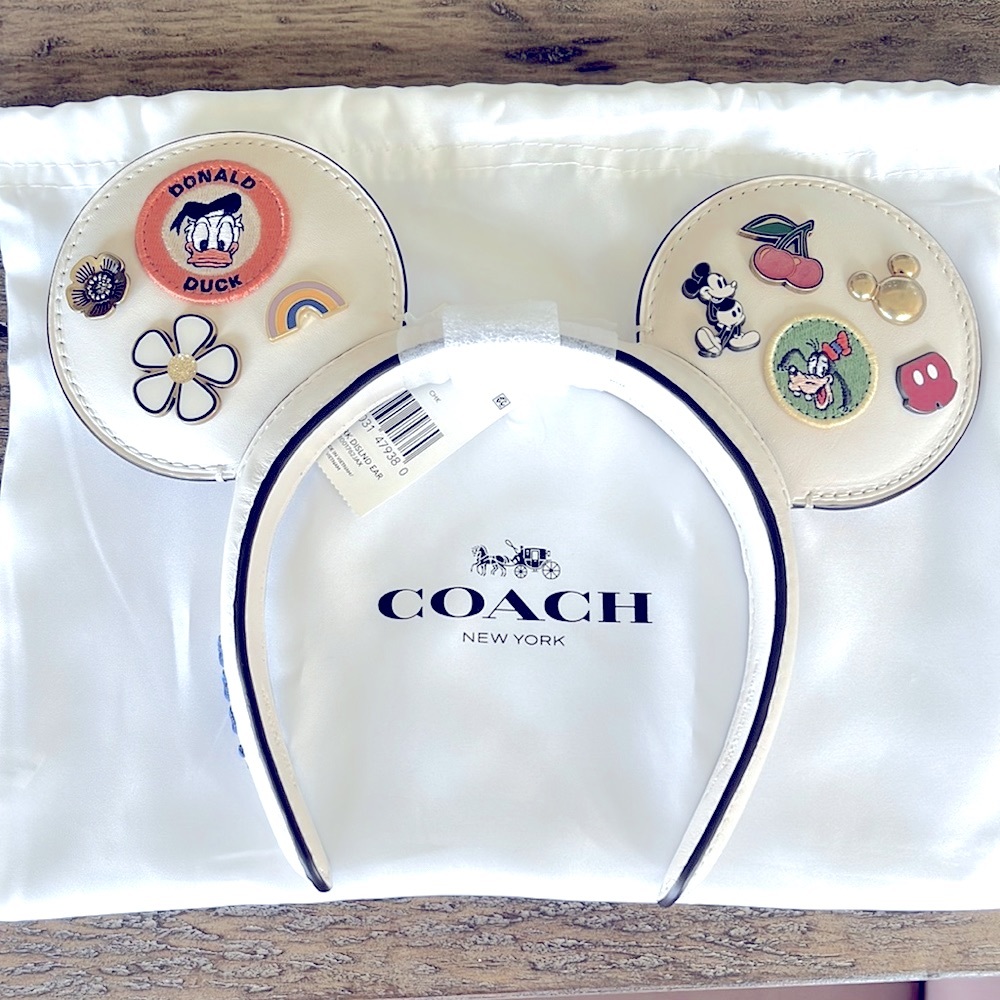DISNEYLAND COACH LEATHER DISNEY MICKEY MOUSE EARS HEADBAND 🏰🤍 NWT!